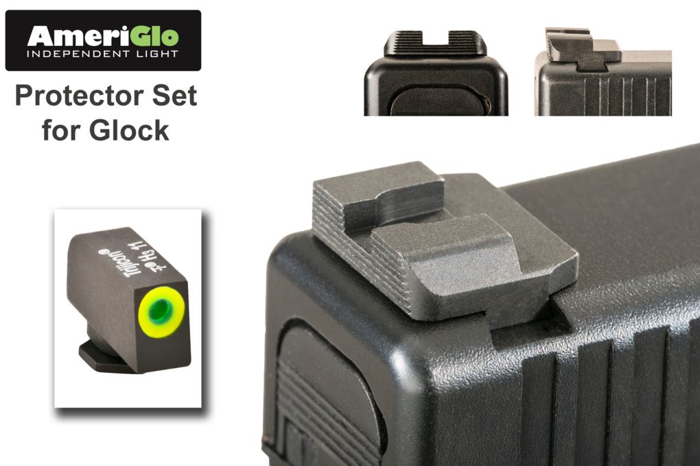 Ameriglo Protector For Glock Sight Set, Green-Blac-img-0