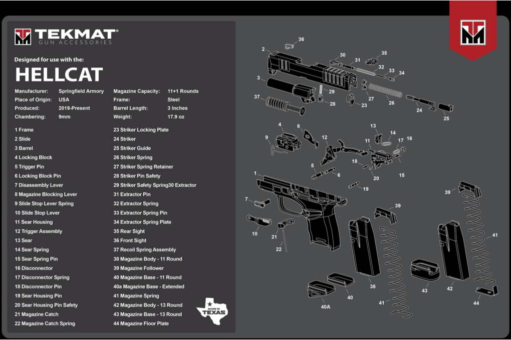 BECK TEK, LLC TEKMAT Springfield Hellcat Handgun Cleaning Mat 1-img-0