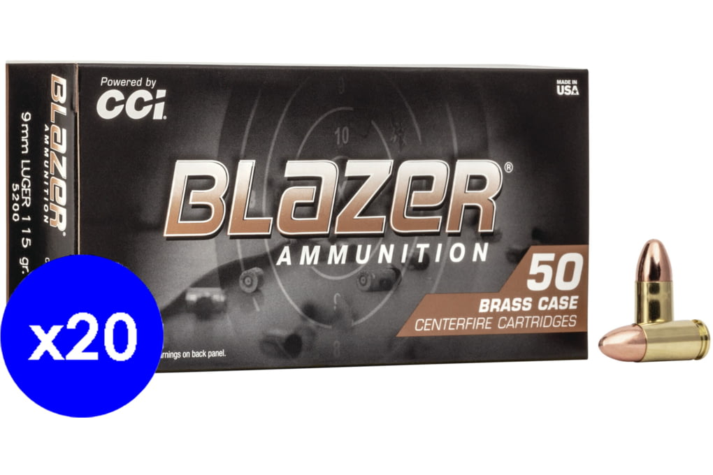 Blazer Brass 9mm Luger 115gr FMJ Handgun Ammo - 50 Rounds