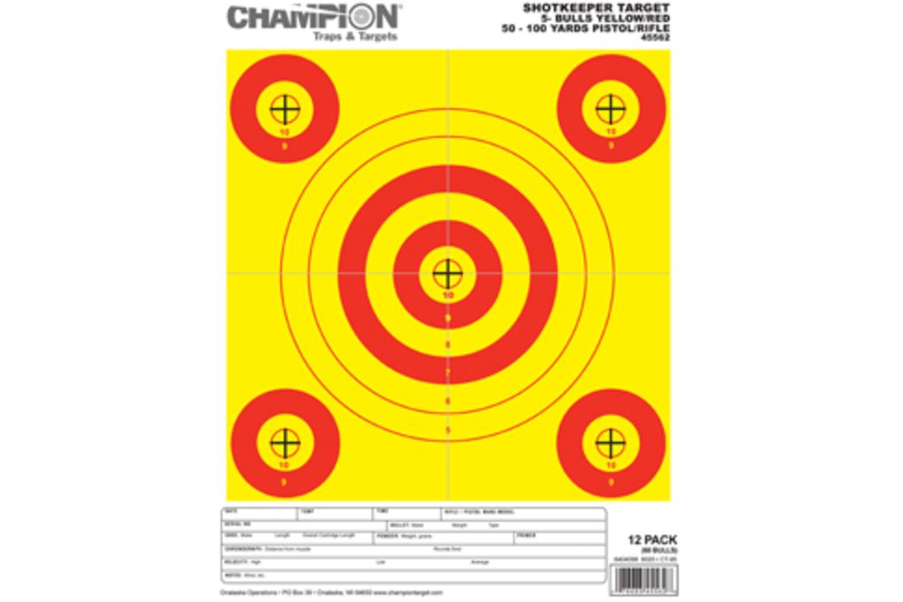Champion Shotkeeper Targets, Yellow/Red 5-Bullseye-img-0