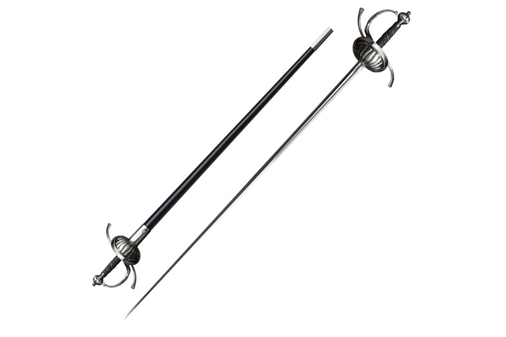 Cold Steel Ribbed Shell Swept Hilt Rapier, Leather-img-0