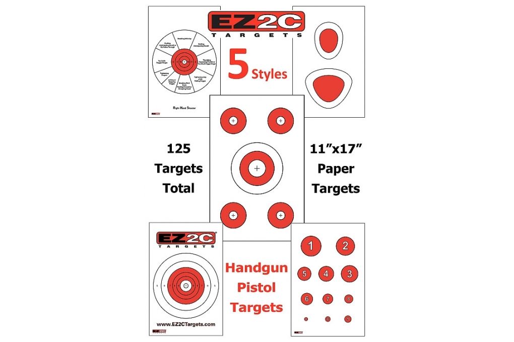 EZ2C Targets 125 5 Handgun Style Targets,Red and B-img-0