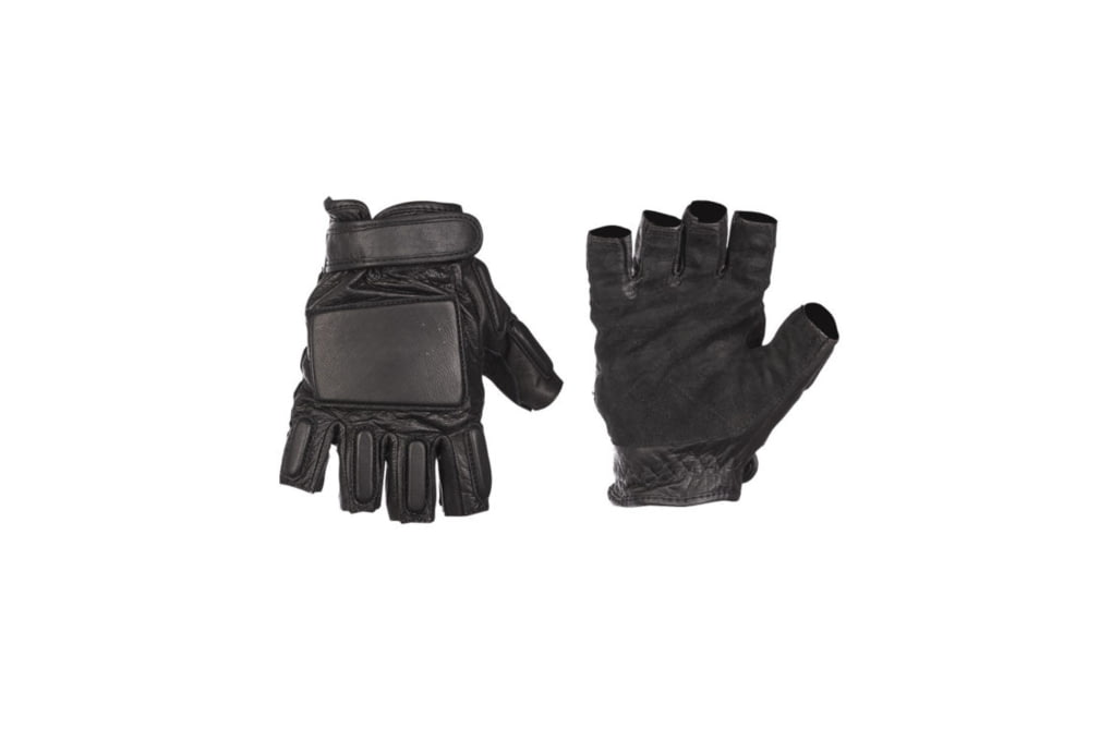 MIL-TEC Leather Security Fingerless Gloves - Men's-img-0