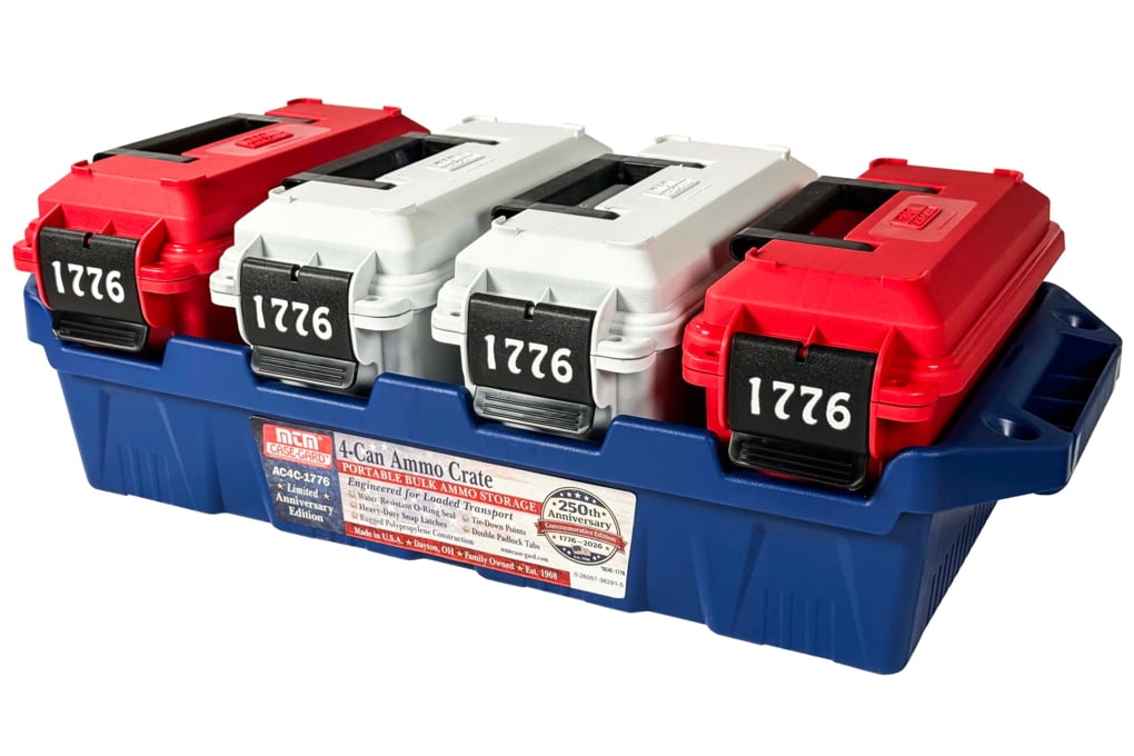 MTM Limited Edition 1776 4-Can Ammo Crate 30 Cal, Red/White, AC4C-1776-img-1