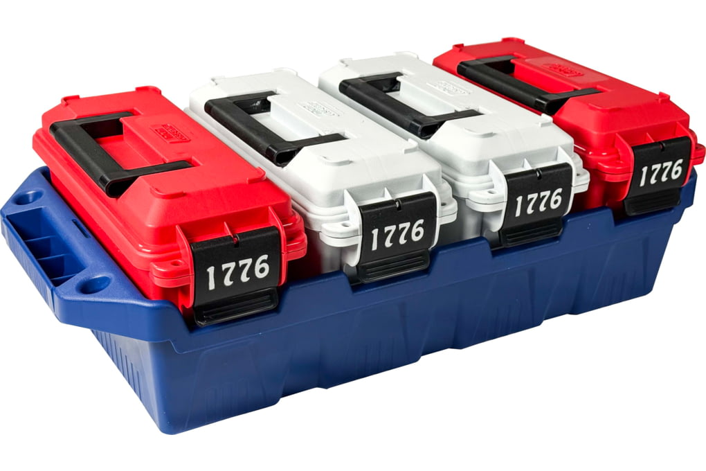 MTM Limited Edition 1776 4-Can Ammo Crate 30 Cal, Red/White, AC4C-1776-img-0