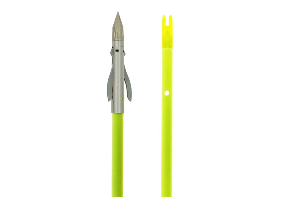 Muzzy Iron 2-Blade Fish Point w/Chartreuse Arrow, -img-0