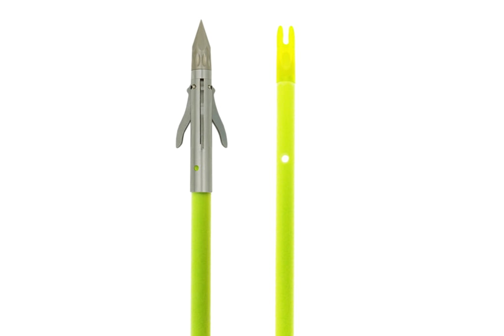 Muzzy Iron 3-Blade Fish Point w/Chartreuse Arrow, -img-0