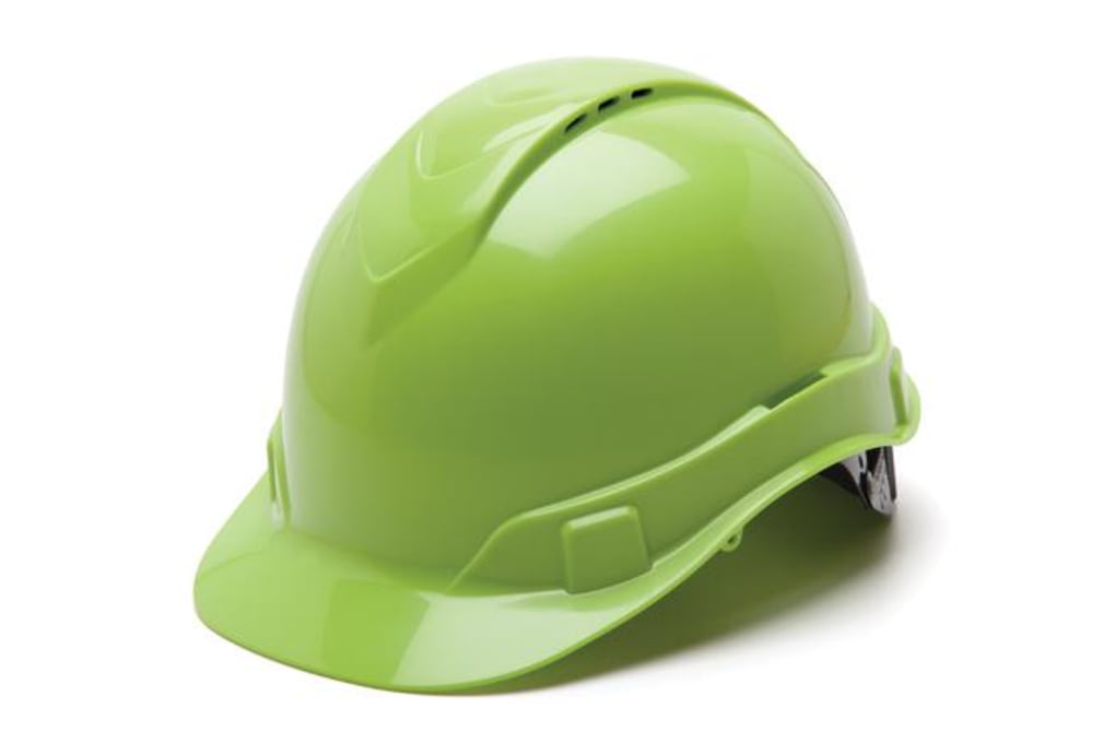 Pyramex Ridgeline Vented Cap Helmet, Hi Vis Green,-img-0