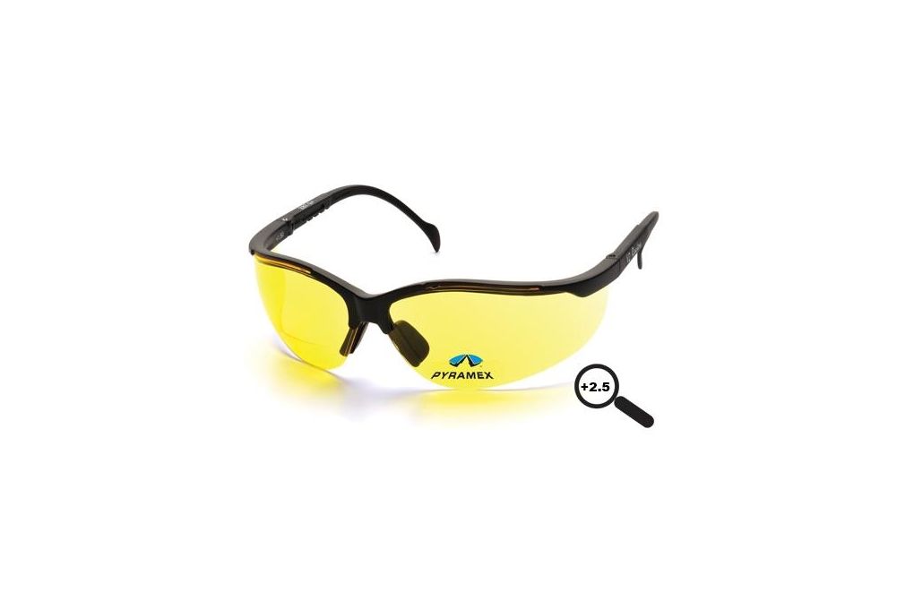 Pyramex V2 Reader Amber Lens Safety Glasses, +2.5 Shooting Glasses