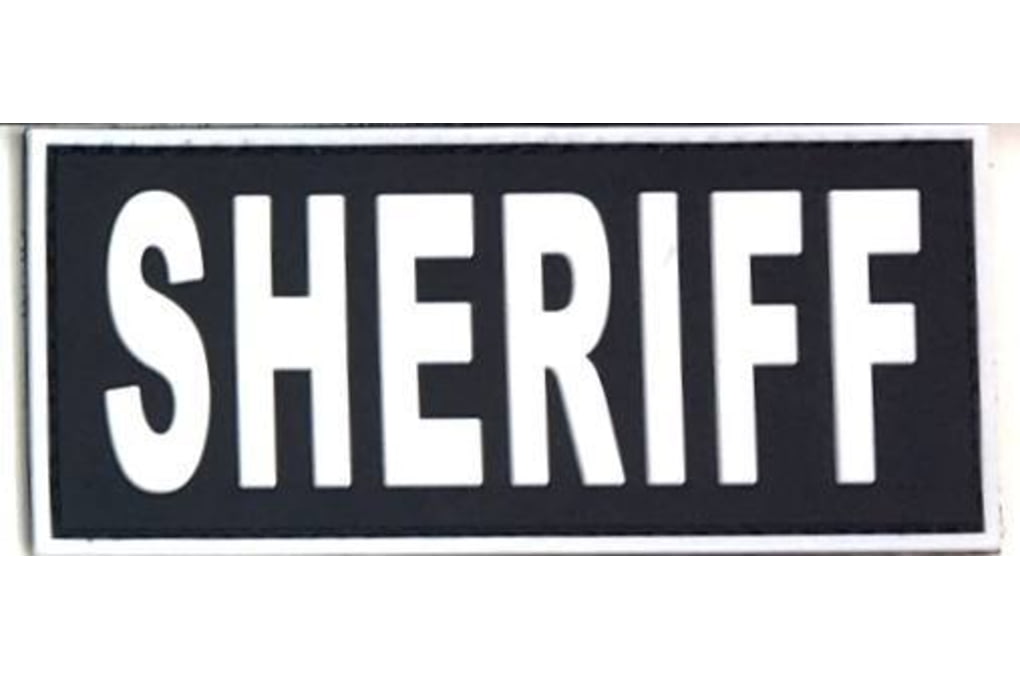 TUFF Products Sheriff PVC Patch 4.5x2in, Black wit-img-0