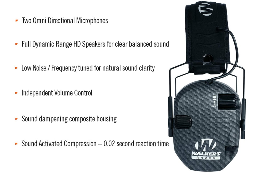 Walkers Razor Slim Shooter Folding Electronic Ear Muff, 23 dB NRR, Carbon-img-3