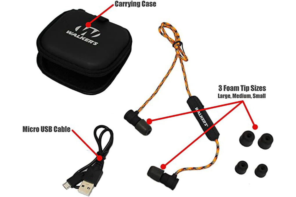 Walkers Flexible Bluetooth Neckband Ear Buds, 30 dB NRR, Orange, GWP-RP-BT-img-3