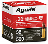 Aguila Ammunition .22LR 38 Grain Plated Hollow Point, Brass Case, Ammo, 500 Rounds, 1B221118