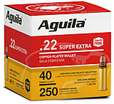 Aguila Ammunition .22LR High Vel. 1255fps. 40 Grain Plated Lead Round Nose, Brass Case, Ammo, 250 Rounds, 1B221100