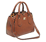 Image of Bulldog Cases &amp; Vaults Satchel Series Concealed Carry Purse Chestnut With Leopard Trim BDP-024