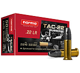 Norma Subsonic Tac .22 Long Rifle 40 Grain Lead Round Nose Brass Hollow Point Cased Rimfire Ammunition, 50 Rounds, 2425080