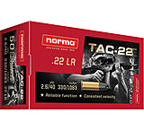 Norma TAC .22 Long Rifle 40 Grain Lead Round Nose Brass Cased Rimfire Ammunition, 50 Rounds, 2425092