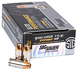 Image of SIG SAUER Elite V-Crown 9mm Luger 115 Grain Jacketed Hollow Point Brass Cased Centerfire Pistol Ammunition