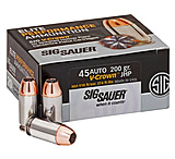 Image of SIG SAUER V-Crown Ammo .45 ACP 200 grain Jacketed Hollow Point Brass Cased Centerfire Pistol Ammunition