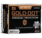Speer Gold Dot Handgun Personal Protection .40 S&amp;W 165 Grain Gold Dot Hollow Point Centerfire Pistol Ammo, 20 Rounds, 23970GD