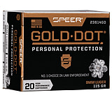 Image of Speer Gold Dot 9 mm Luger 115 Grain Gold Dot Hollow Point Centerfire Pistol Ammunition