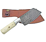 Image of Titan Damascus Steel Fixed Blade Cleaver, Bone Handle, 9in