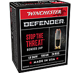 Winchester DEFENDER HANDGUN .40 S&amp;W 165 grain Bonded Jacketed Hollow Point Centerfire Pistol Ammo, 20 Rounds, S40SWPDB