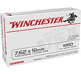 Winchester Lake City M80 Rifle Ammo 7.62x51mm 149gr FMJ 2790 fps 500/ct, WM80C