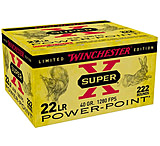 Winchester Super-X .22 Long Rifle 40 Grain Copper Plated Hollow Point Brass Cased Rimfire Ammo, 222 Rounds, X22LRPPB