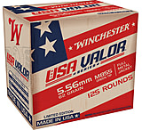 Image of Winchester USA VALOR 5.56x45mm NATO 62 grain Green Tip (M855) Full Metal Jacket Boat Tail (FMJBT) Brass Centerfire Rifle Ammunition