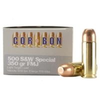 Cor Bon .500 S&W Magnum 350 Grain Full Metal Jacket Brass Cased Pistol Ammunition