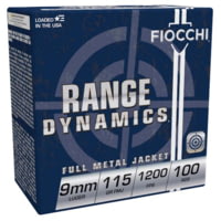 Fiocchi Range Dynamics 9mm Luger 115 Grain FMJ Centerfire Pistol Ammunition