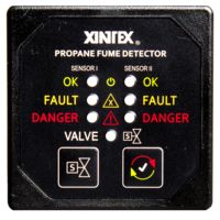 Fireboy-Xintex Propane Fume Detector & Alarm w/2 Plastic Sensors & Solenoid Valve - Square Black Bezel Display, P-2BS-R