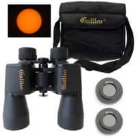Galileo 16 x 50mm Porro Prism Binoculars w/ Solar Filter Caps, Black, G-1650SF