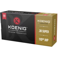 Koenig Match 38 Super 110 Grain Hollow Point Brass 1160 Pistol Ammunition