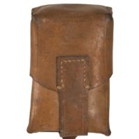 Genuine Vintage Military Issued Brown/Tan Leather Ammo Small Pouch Used 