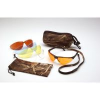 Ducks Unlimited Shooting Glasses - Black Frame, Amber, Sun Block Bronze, Infinity Blue, Orange, and Clear Lenses w/ Neoprene Case, Microfiber Cleaning Bag and Camo Breakaway Cords DUCAB