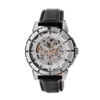 Reign Philippe Automatic Skeleton Dial Leather-Band Watch, Silver, REIRN4603