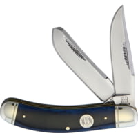 Rough Ryder Blue Smooth Bone Sowbelly Trap Folding Knife, Mirror SS Clip/ Spey Blades, Blue Smooth Bone Handle, KB302-2 BLUE SMOOTH BONE