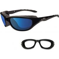 Wiley x Airrage Sunglasses Gloss Black - Captivate Polarized Blue Mirror - Heavyglare