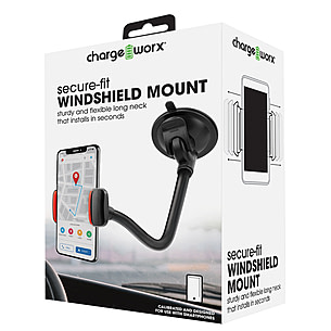 Chargeworx Secure Fit Windshield Phone Mount 1.00 Off 5 Star