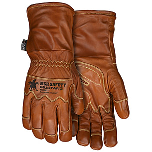 MCR Safety Mustang Utility Leather Work Gloves, Premium Grain Goatskin  Double Palm, Fleece Lined with a Waterproof/Windproof Bladder, Sewn with  DuPont Kevlar