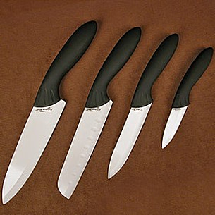 Stone River Gear Four Piece Black Ceramic Paring/Utility/Santoku