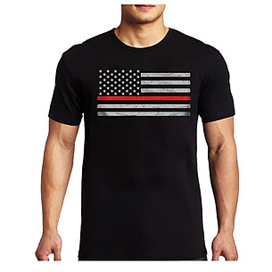 Men's - T-Shirt - Thin Blue Line Flag, White / Small