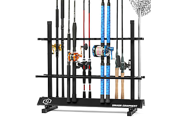 Image of Savior Equipment Aluminum Fishing Rod Rack, 36 Slot, Carbon Black, 35in x 30.25in x 14.75in, RK-FRODAL-36-BK