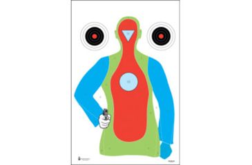 Action Target B-21E High Visibility Fluorescent Silhouette w/Handgun Indoor Target 100 Per Case, Black/Orange/Blue/Green, 23in x 35in, PR-B21E