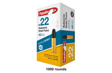 Aguila Ammunition .22LR 40gr. Lead Subsonic Solid Point Round Nose Rimfire Ammo, 1000