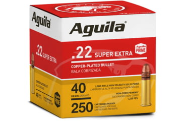 Image of Aguila Ammunition .22LR High Vel. 1255fps. 40 Grain Plated Lead Round Nose, Brass Case, Ammo, 250 Rounds, 1B221100