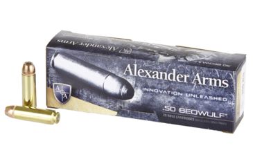 Alexander Arms Loaded .50 Beowulf 350 Grain Hornady XTP Centerfire Rifle Ammunition, 20, FMJ
