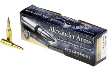 Alexander Arms Loaded .6.5 Grendel 123 Grain Lapua Scenar Centerfire Rifle Ammunition, 20, SBT